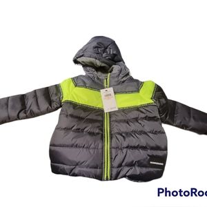 Calvin Klein Jeans Toddler Boys 2T Puffer Jacket Full Zip Gray Green Neon